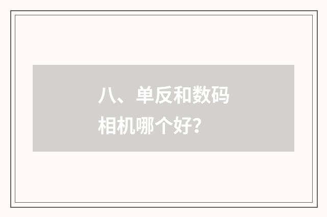 八、单反和数码相机哪个好？
