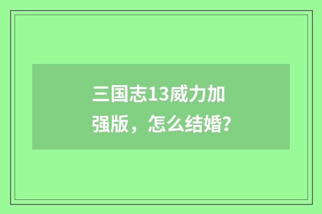 三国志13威力加强版，怎么结婚？