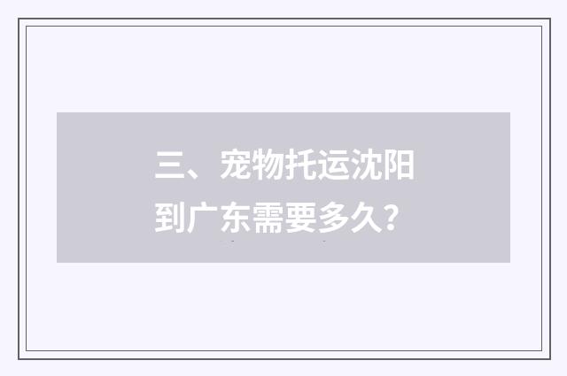 三、宠物托运沈阳到广东需要多久?