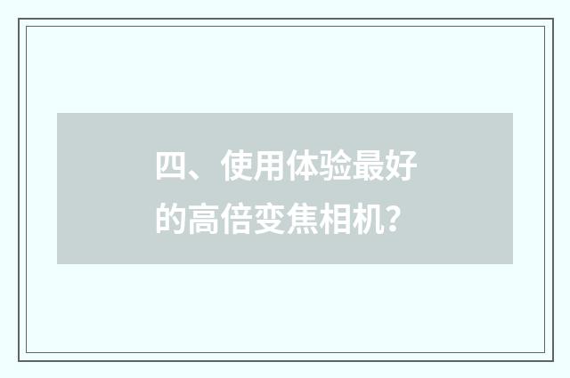 四、使用体验最好的高倍变焦相机？