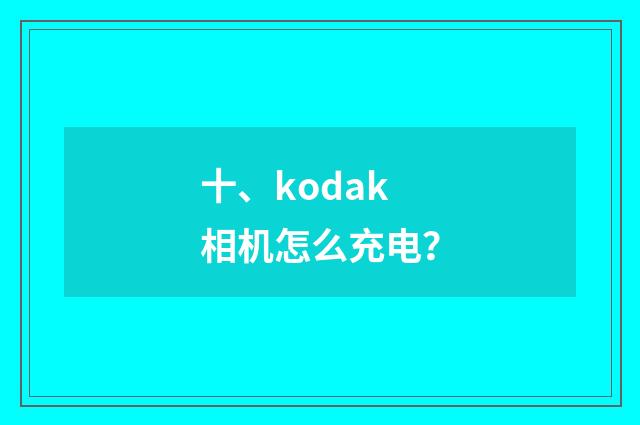 十、kodak 相机怎么充电？