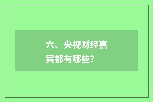 六、央视财经嘉宾都有哪些？