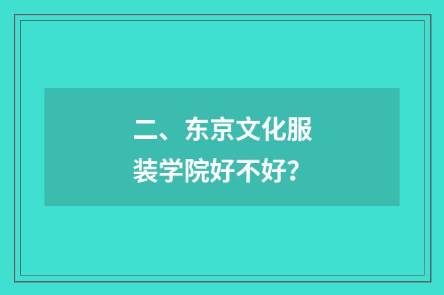 二、东京文化服装学院好不好？
