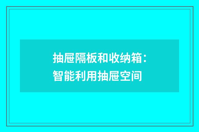 抽屉隔板和收纳箱：智能利用抽屉空间