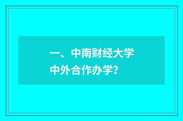 一、中南财经大学中外合作办学？