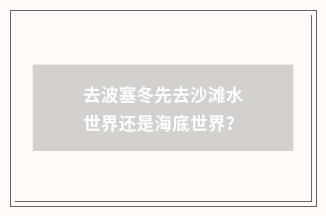 去波塞冬先去沙滩水世界还是海底世界？
