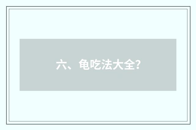 六、龟吃法大全？