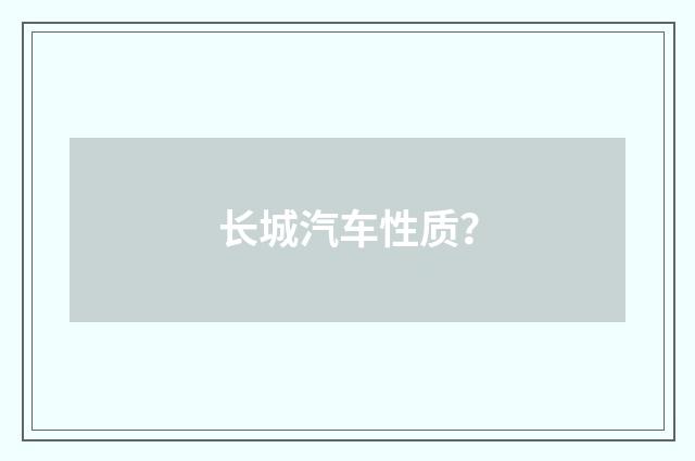 长城汽车性质？