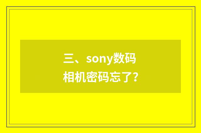 三、sony数码相机密码忘了?