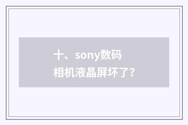 十、sony数码相机液晶屏坏了？