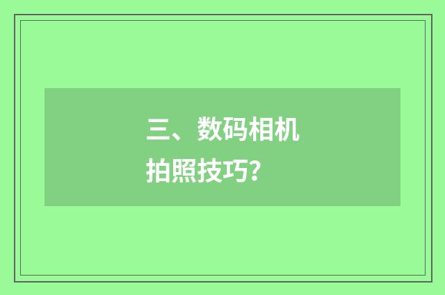 三、数码相机拍照技巧？