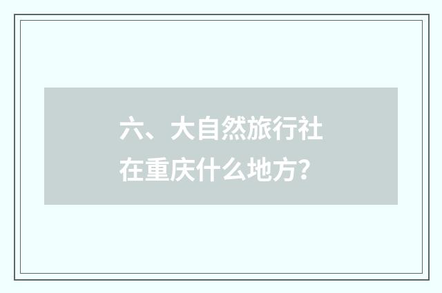 六、大自然旅行社在重庆什么地方？