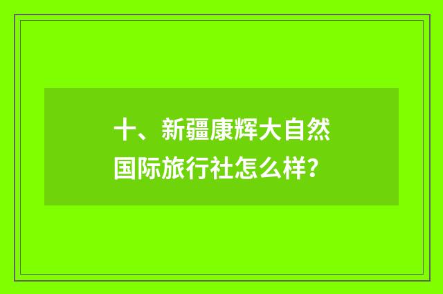 十、新疆康辉大自然国际旅行社怎么样？