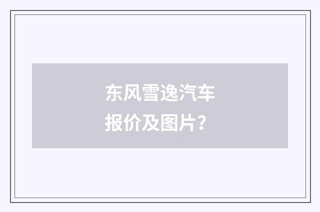 东风雪逸汽车报价及图片?