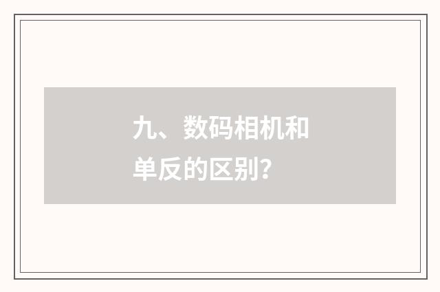 九、数码相机和单反的区别？