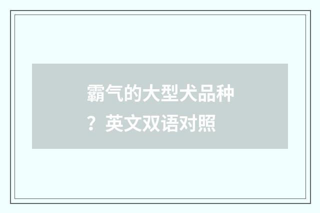 霸气的大型犬品种?英文双语对照