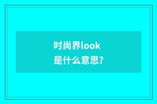 时尚界look是什么意思?