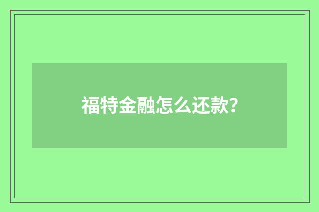 福特金融怎么还款？