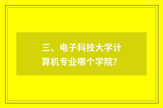 三、电子科技大学计算机专业哪个学院？