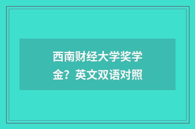 西南财经大学奖学金？英文双语对照