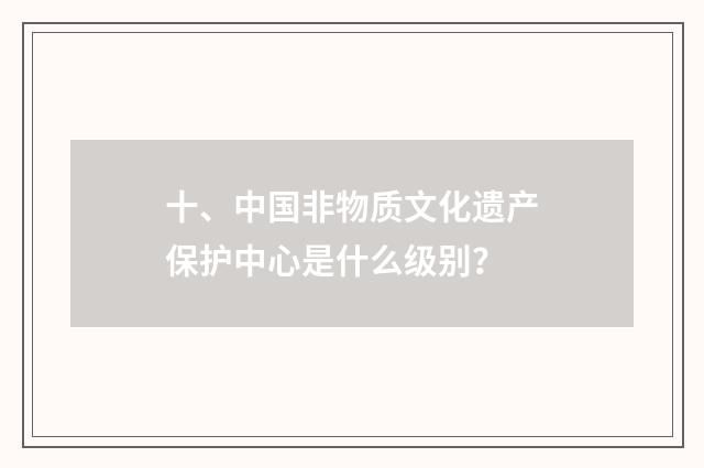十、中国非物质文化遗产保护中心是什么级别?