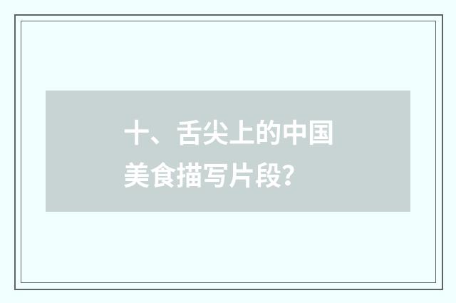 十、舌尖上的中国美食描写片段？