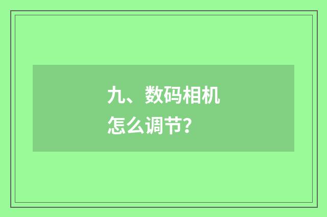 九、数码相机怎么调节?