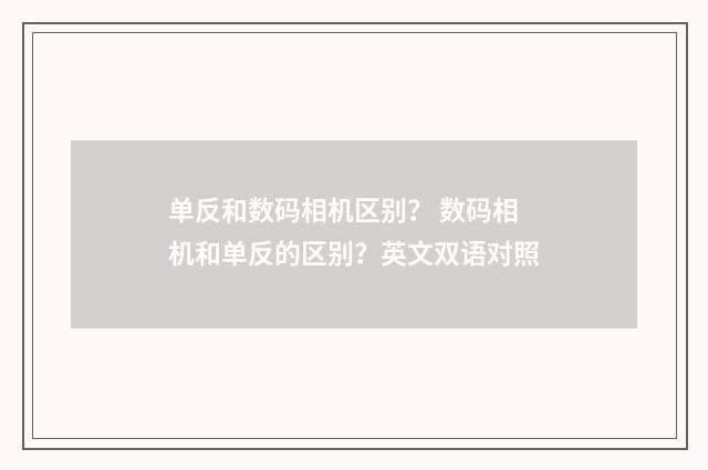 单反和数码相机区别？ 数码相机和单反的区别？英文双语对照