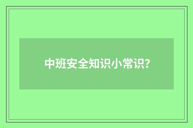 中班安全知识小常识?