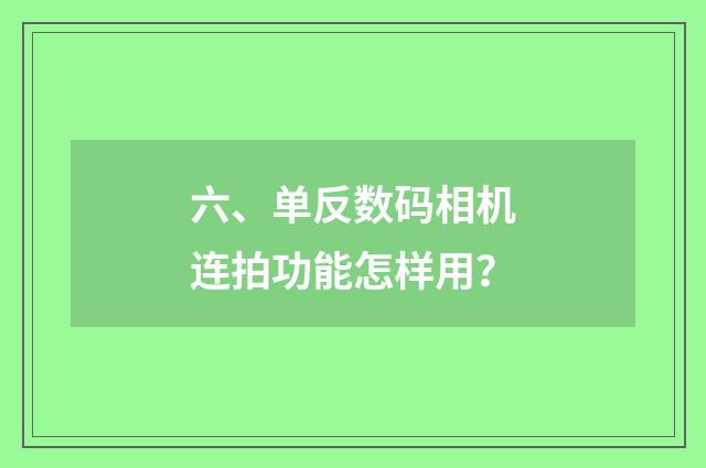 六、单反数码相机连拍功能怎样用?