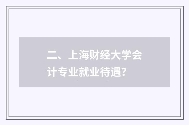 二、上海财经大学会计专业就业待遇?