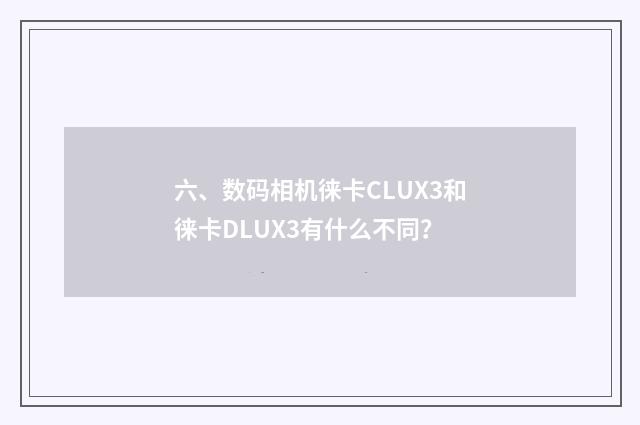 六、数码相机徕卡CLUX3和徕卡DLUX3有什么不同？