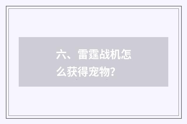 六、雷霆战机怎么获得宠物？