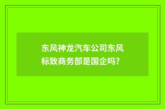东风神龙汽车公司东风标致商务部是国企吗？