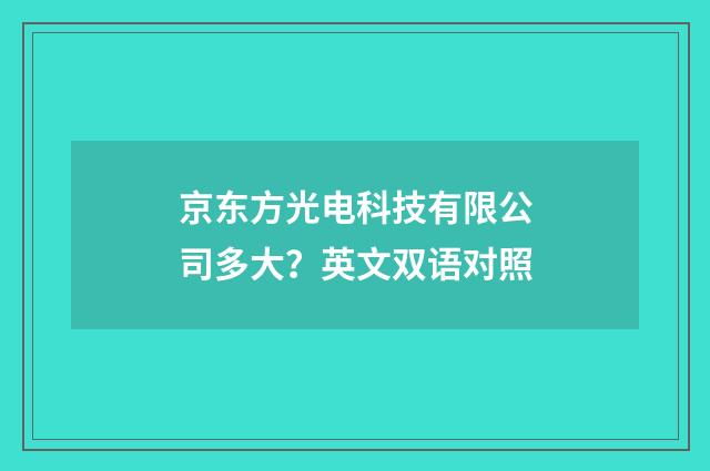 京东方光电科技有限公司多大?英文双语对照