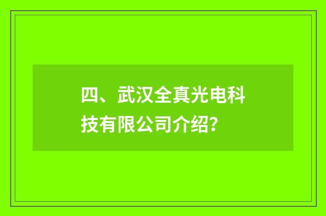 四、武汉全真光电科技有限公司介绍?