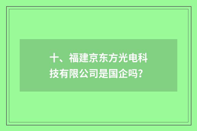 十、福建京东方光电科技有限公司是国企吗?