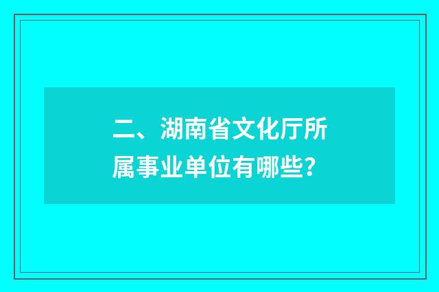 二、湖南省文化厅所属事业单位有哪些?