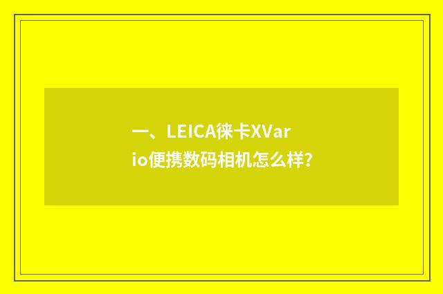 一、LEICA徕卡XVario便携数码相机怎么样？