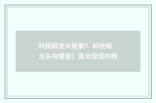科技股龙头股票？ 科技股龙头有哪些？英文双语对照