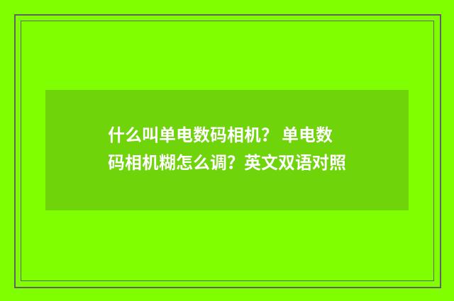 什么叫单电数码相机？ 单电数码相机糊怎么调？英文双语对照