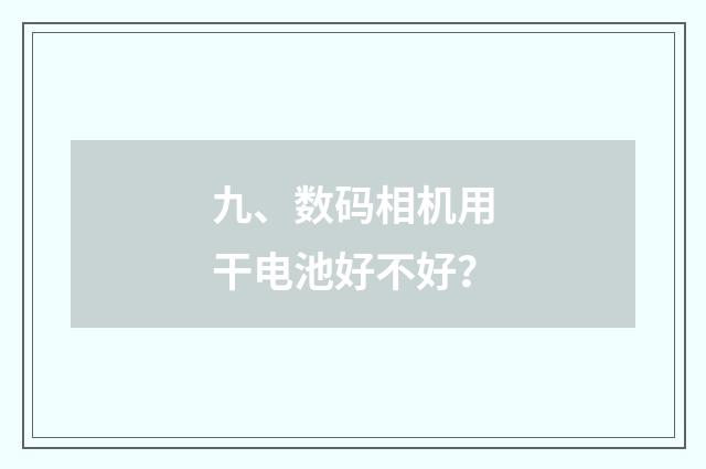 九、数码相机用干电池好不好？