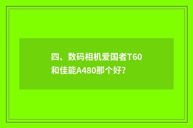 四、数码相机爱国者T60和佳能A480那个好？