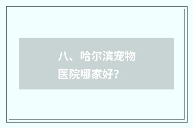 八、哈尔滨宠物医院哪家好？