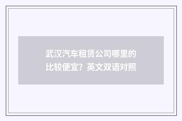 武汉汽车租赁公司哪里的比较便宜？英文双语对照