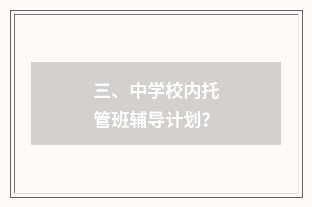 三、中学校内托管班辅导计划？