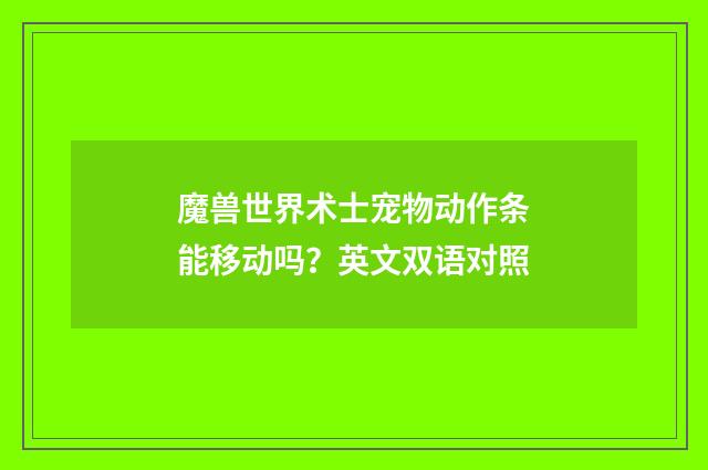 魔兽世界术士宠物动作条能移动吗？英文双语对照