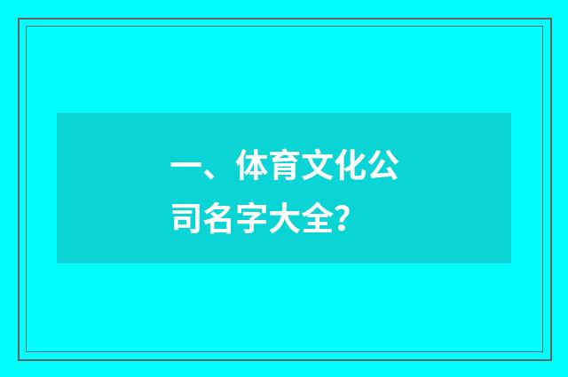 一、体育文化公司名字大全？