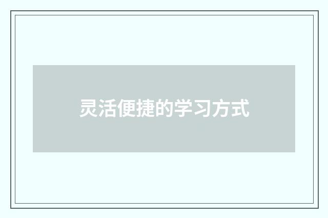 灵活便捷的学习方式