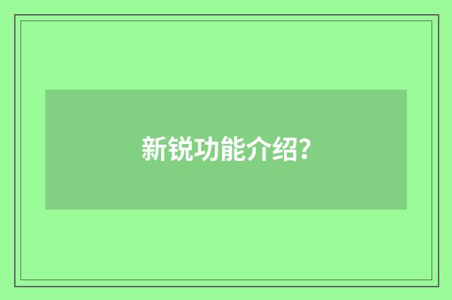 新锐功能介绍?